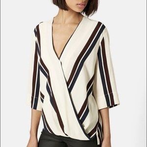 Topshop Stripe Surplice Top